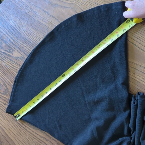 SHEIN Petite Ruffle Extra Wide Bell Bottom Hem Elastic Waist Black Stretch Pant - Picture 6 of 7